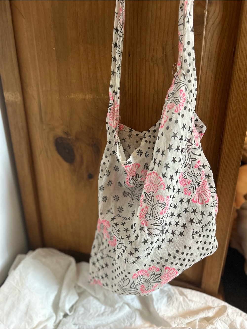 Free People Pink Floral Canvas Shoulder Bag